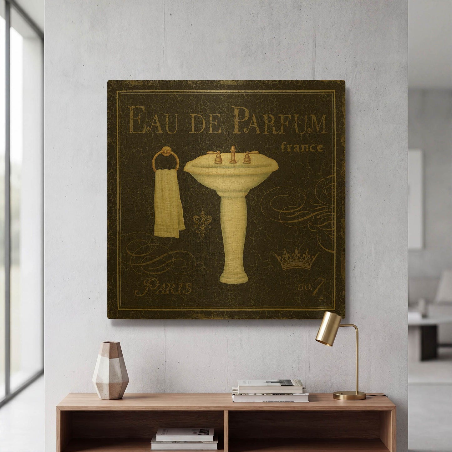 'Bain de Luxe III' By Daphne Brissonnet Gold Metal Wall Art