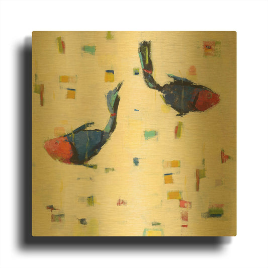 'One Fish Two Fish Big' By Phyllis Adams Gold Metal Wall Art