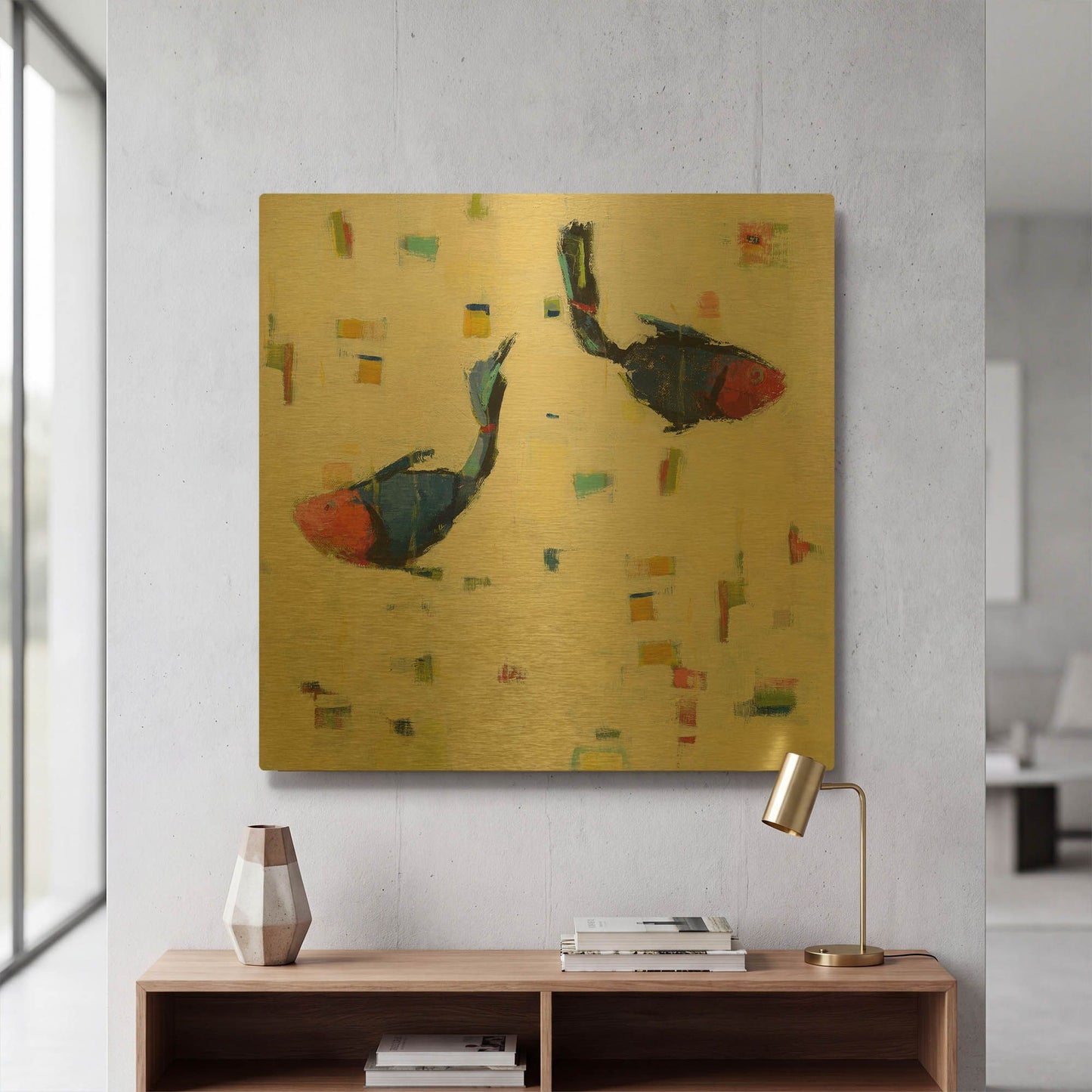 'One Fish Two Fish Big' By Phyllis Adams Gold Metal Wall Art