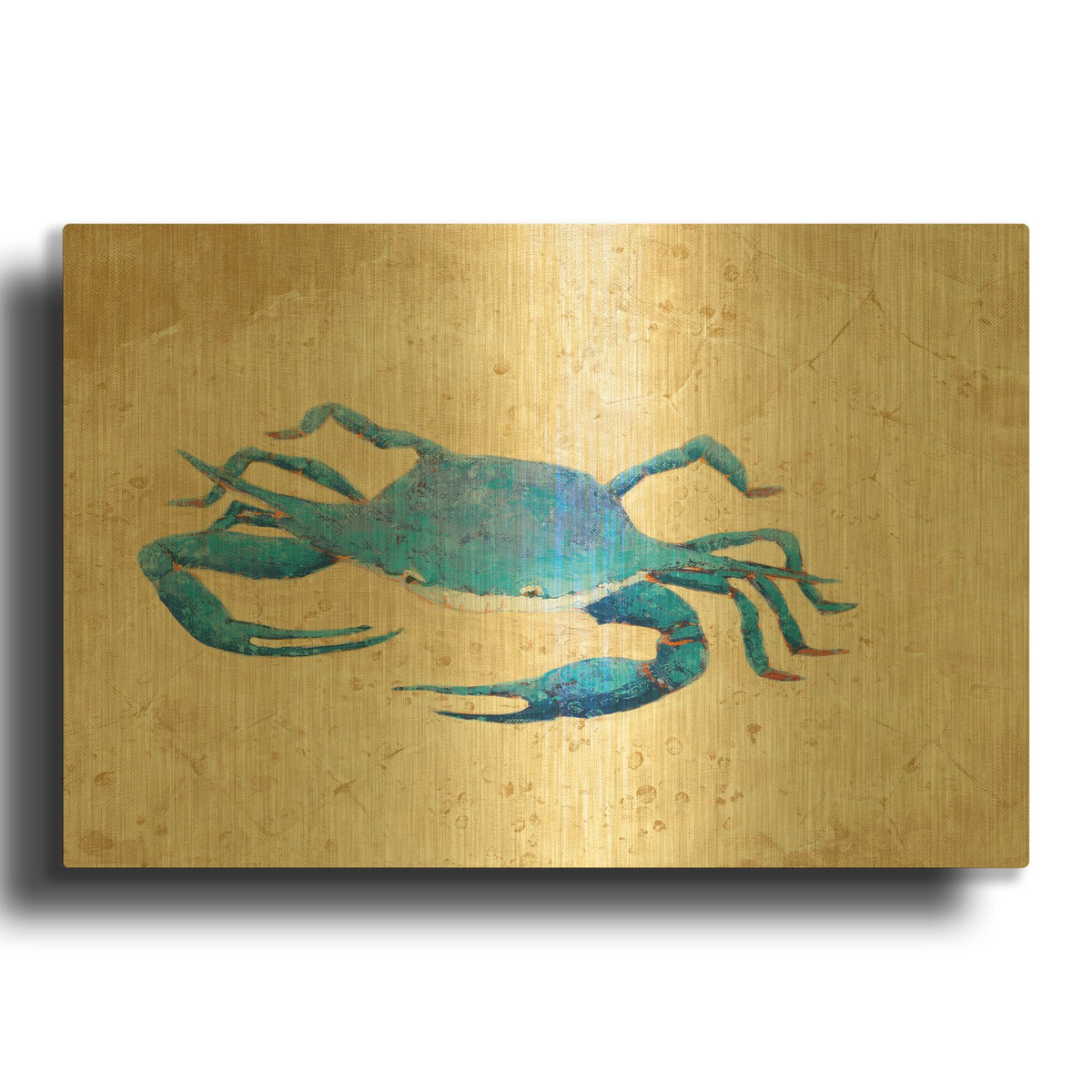 'Blue Crab V Neutral Crop' By Phyllis Adams Gold Metal Wall Art