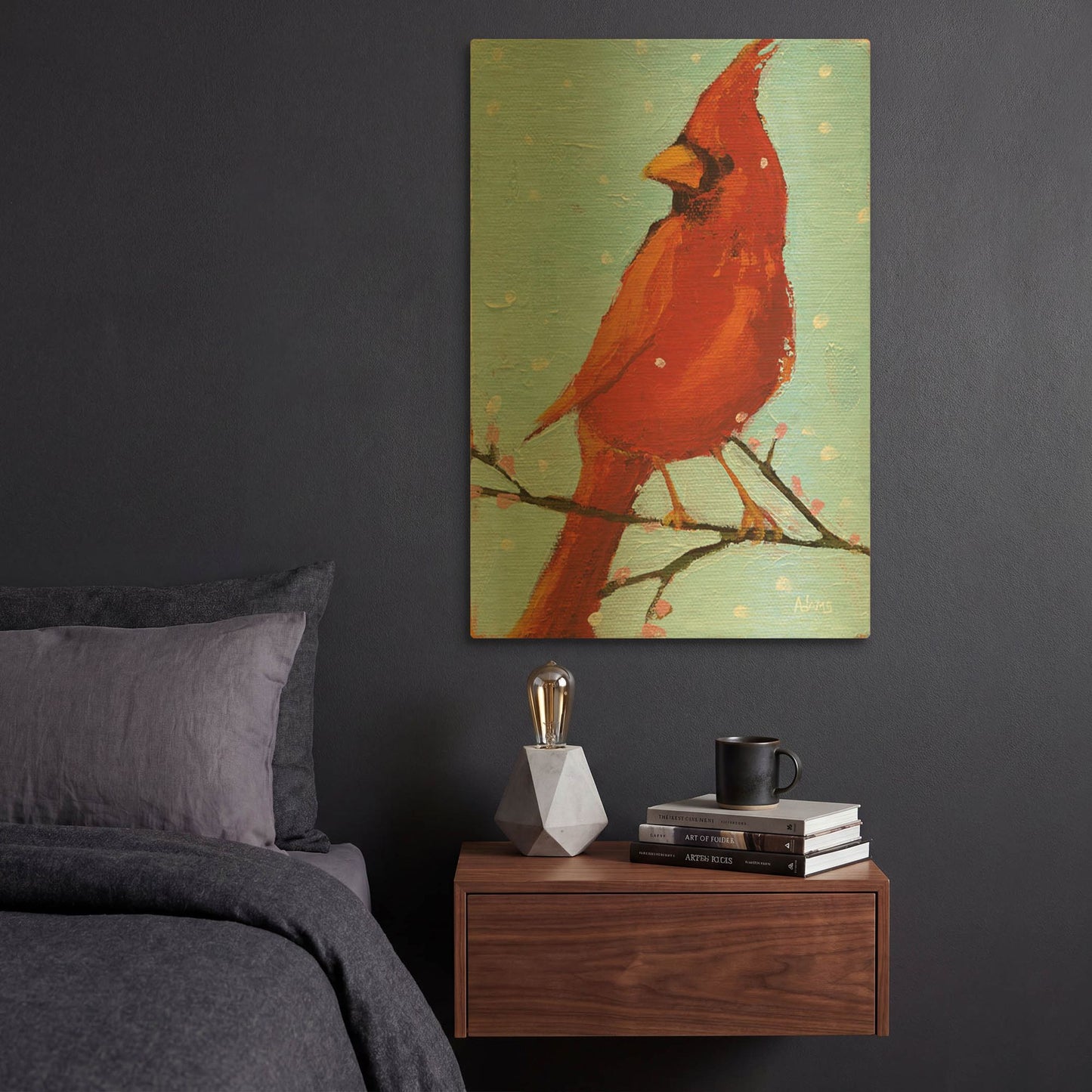 'Cardinal II' By Phyllis Adams Gold Metal Wall Art
