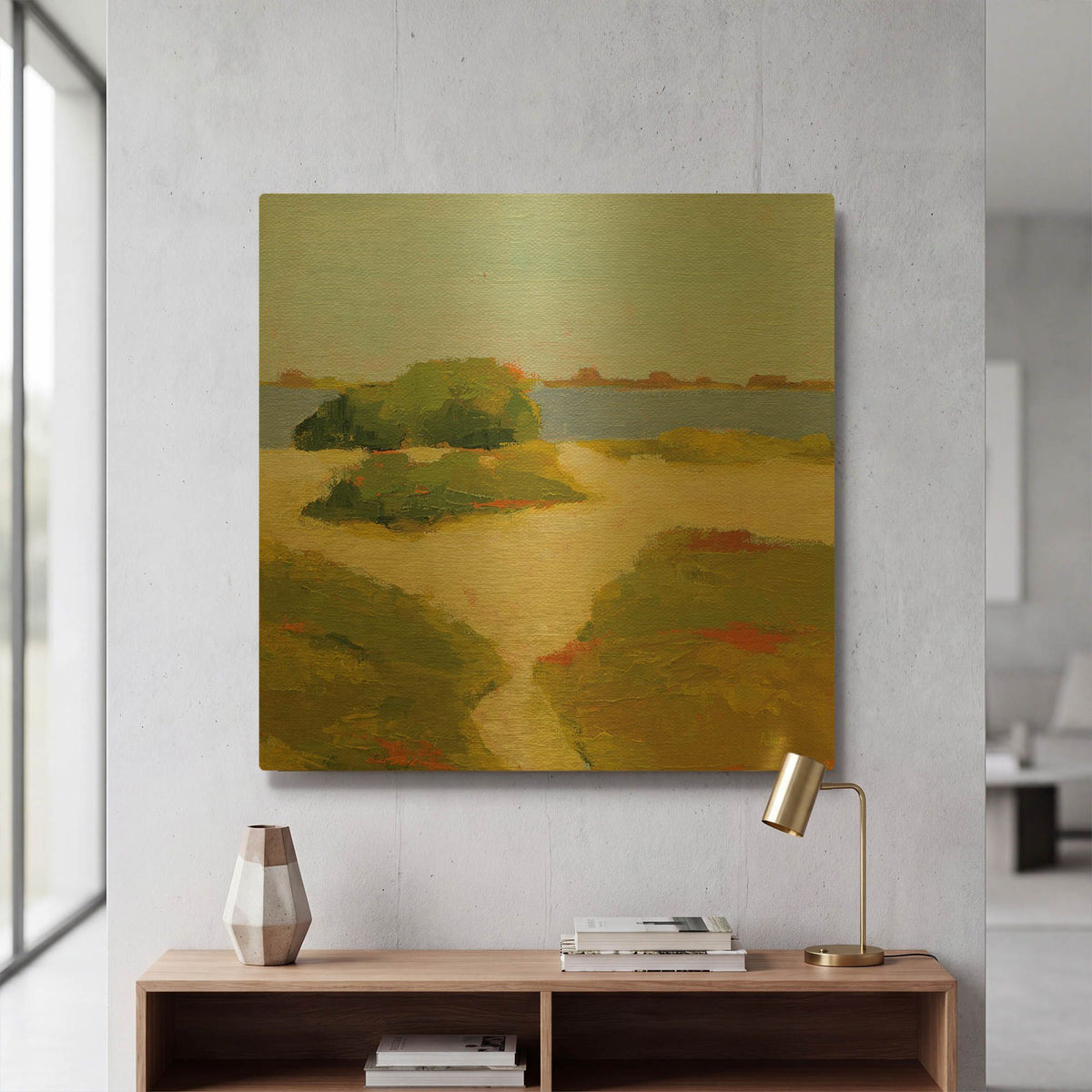 'Path to the Beach' By Phyllis Adams Gold Metal Wall Art