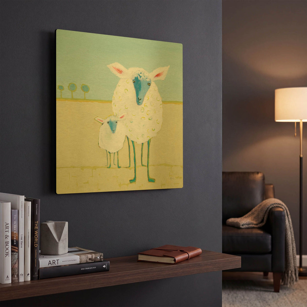 'Colorful Sheep' By Phyllis Adams Gold Metal Wall Art