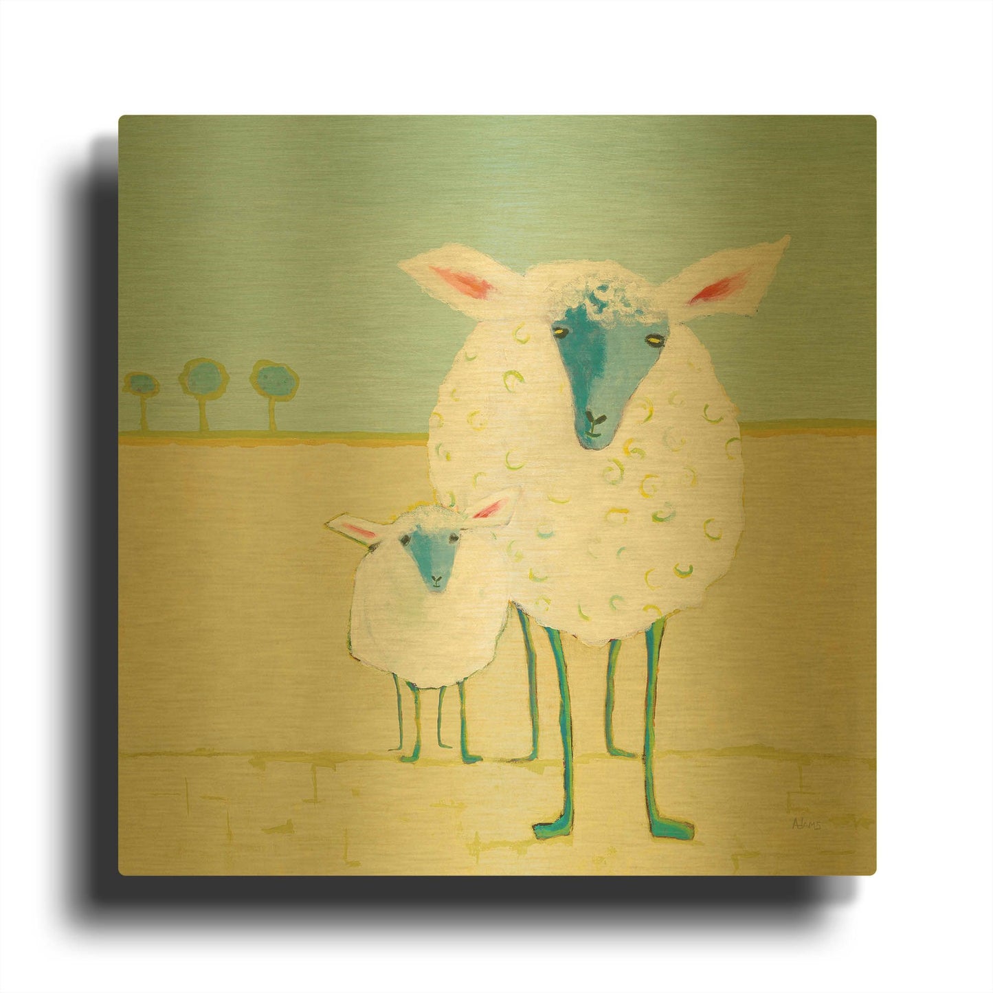 'Colorful Sheep' By Phyllis Adams Gold Metal Wall Art