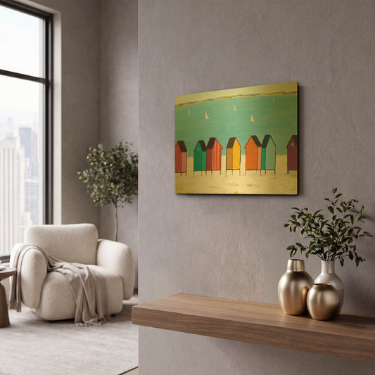 'Cabanas I' By Phyllis Adams Gold Metal Wall Art