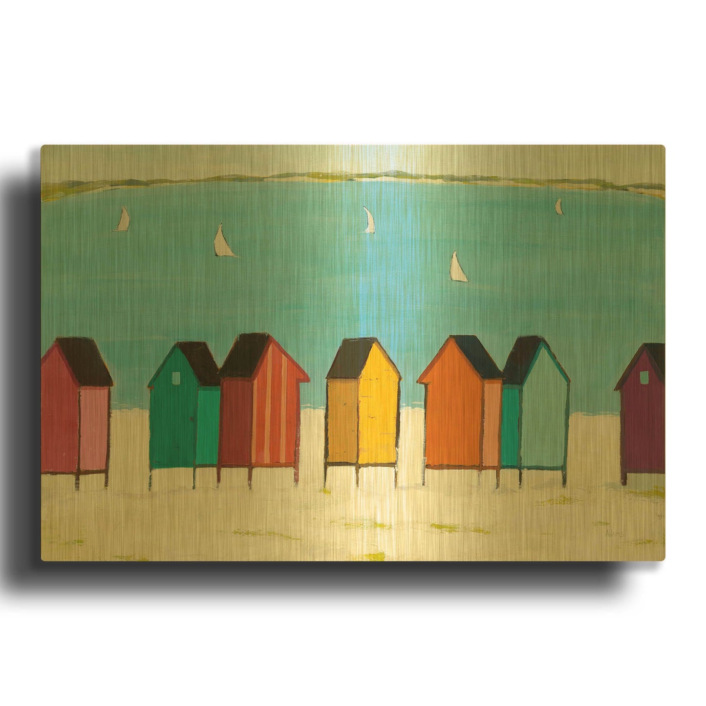 'Cabanas I' By Phyllis Adams Gold Metal Wall Art