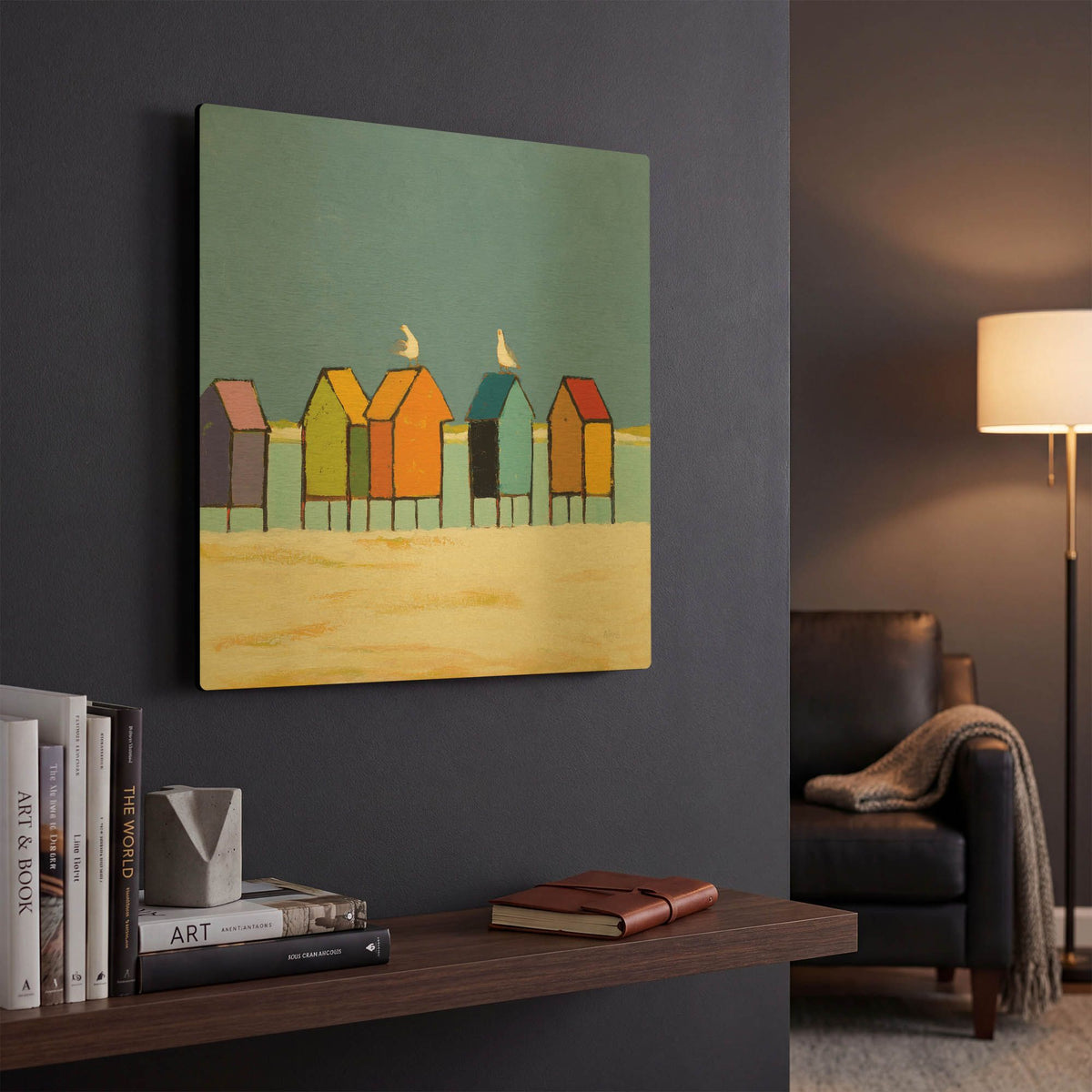 'Cabanas II' By Phyllis Adams Gold Metal Wall Art