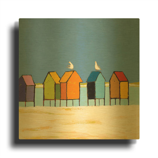 'Cabanas II' By Phyllis Adams Gold Metal Wall Art