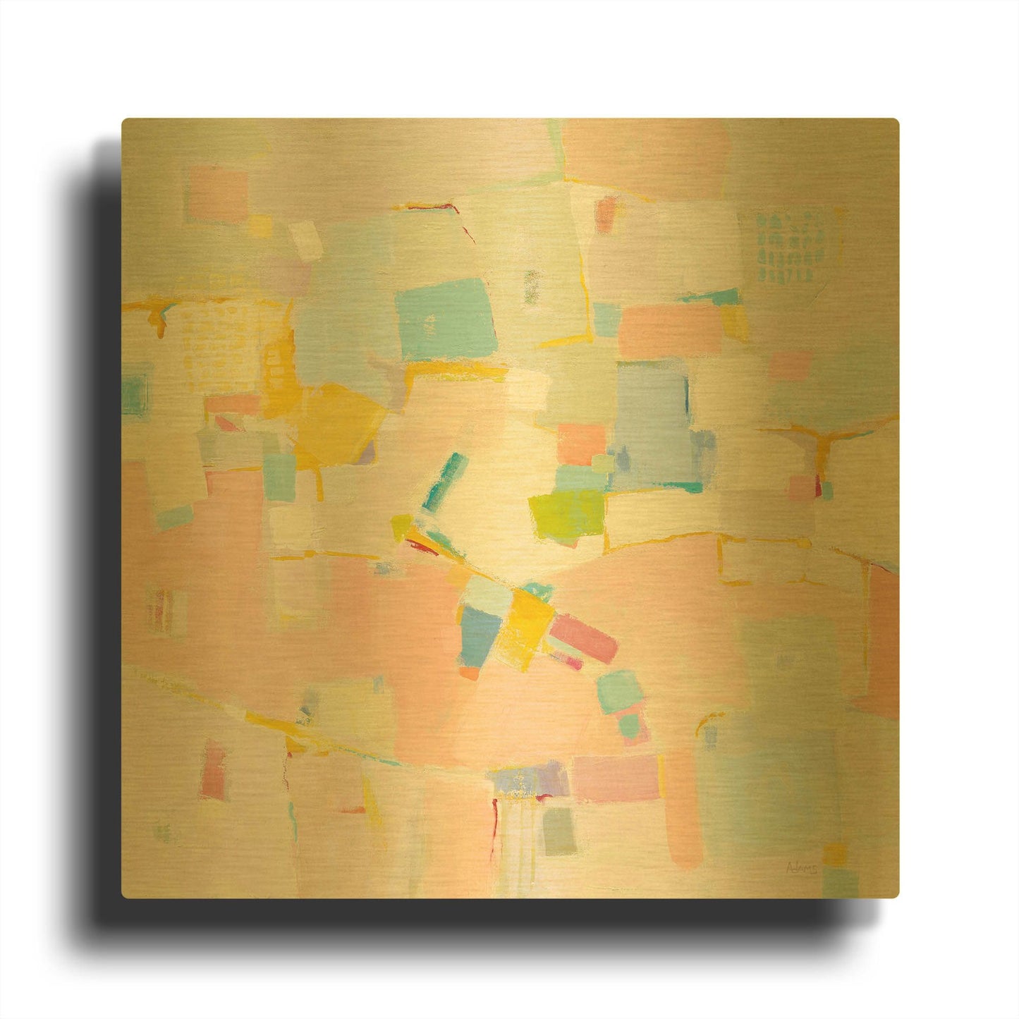 'Block Party' By Phyllis Adams Gold Metal Wall Art