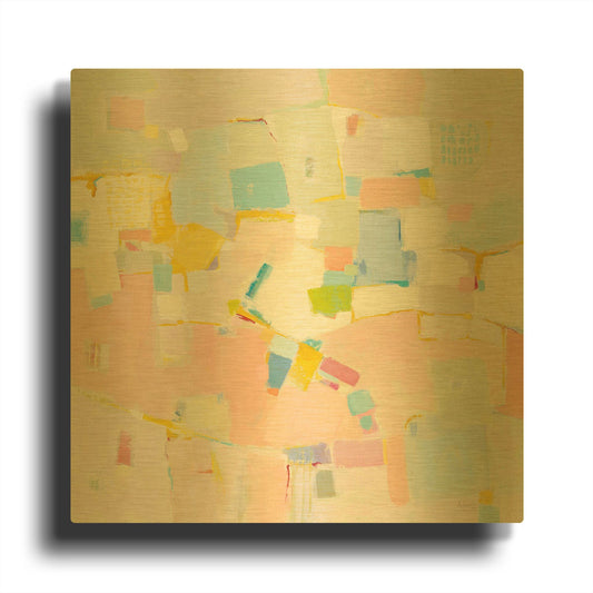 'Block Party' By Phyllis Adams Gold Metal Wall Art