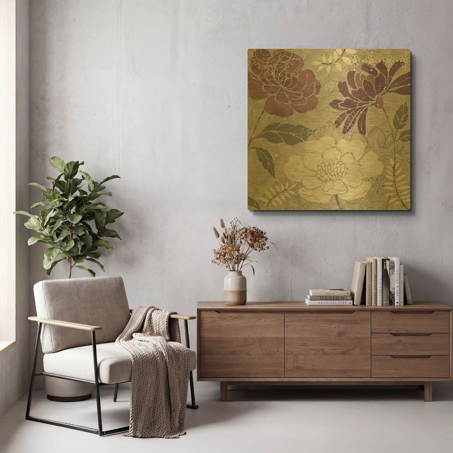 'Morning Tones Purple II' By Daphne Brissonnet Gold Metal Wall Art