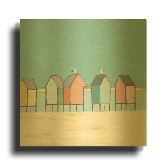 'Cabanas II Pastel' By Phyllis Adams Gold Metal Wall Art