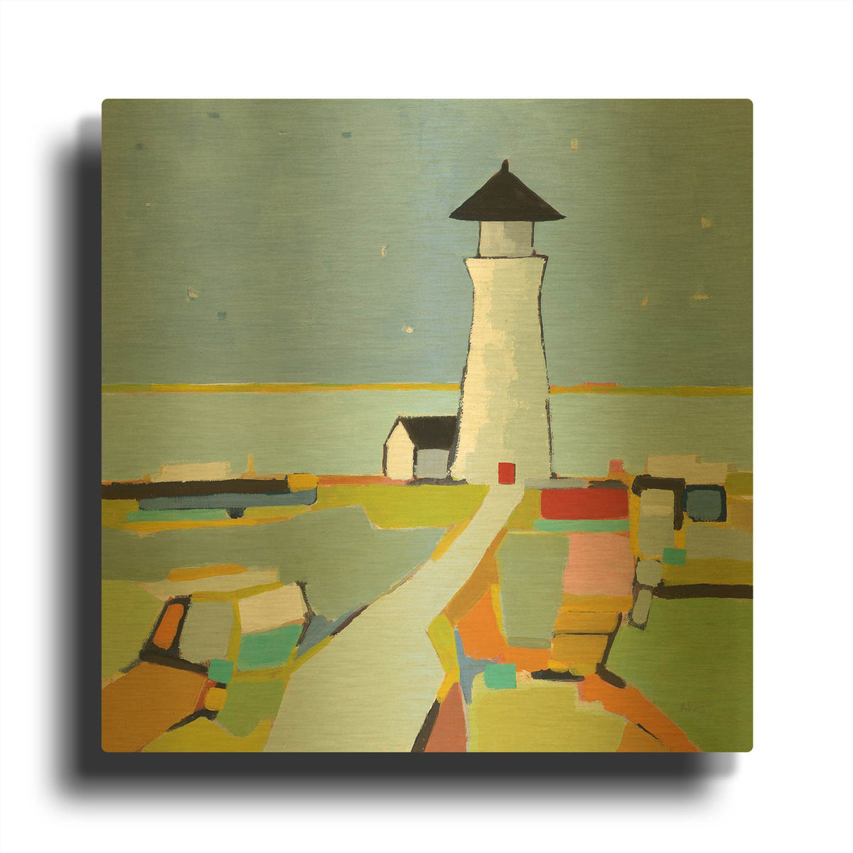 'To the Lighthouse' By Phyllis Adams Gold Metal Wall Art