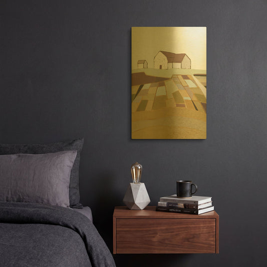 'Field of Dreams Neutral' By Phyllis Adams Gold Metal Wall Art