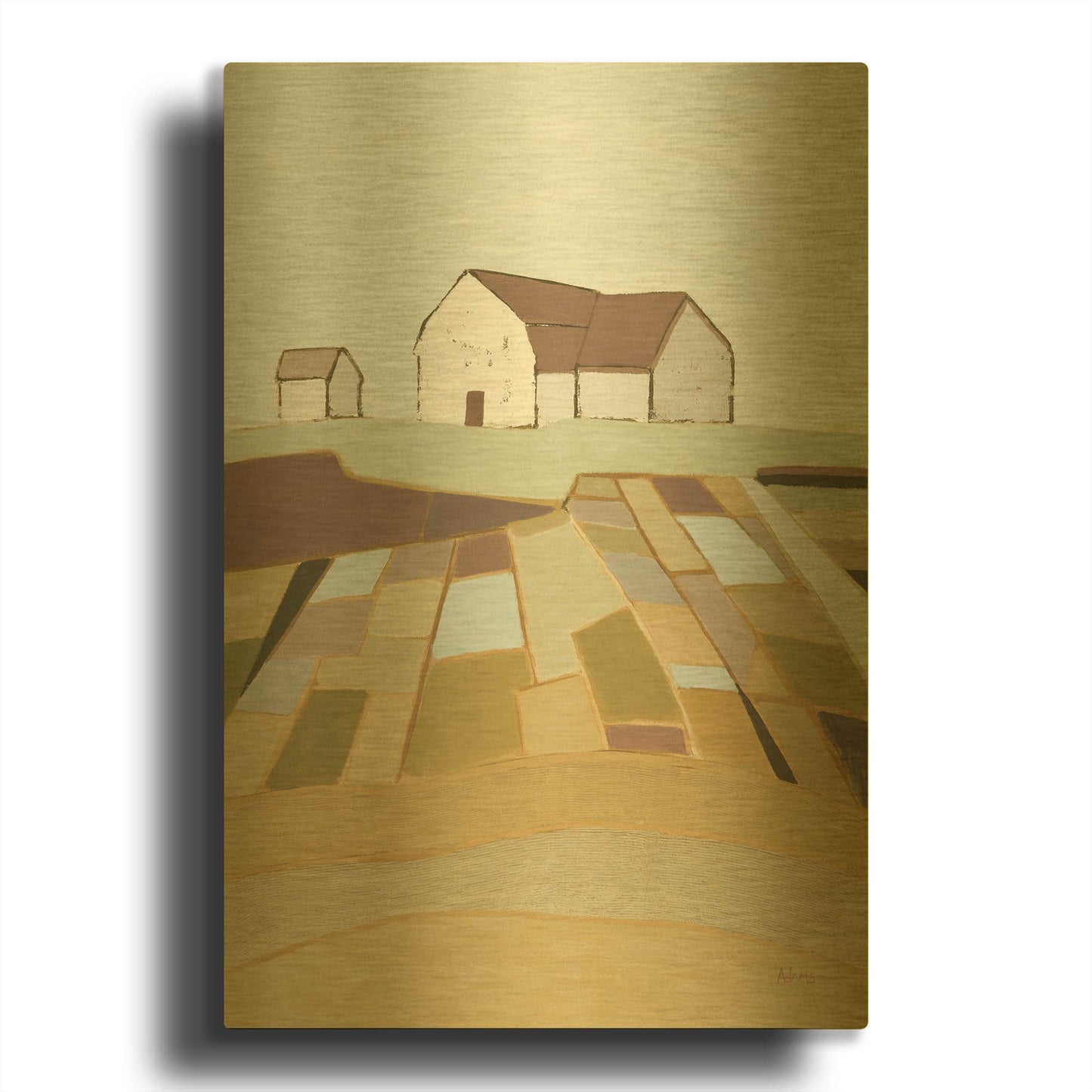 'Field of Dreams Neutral' By Phyllis Adams Gold Metal Wall Art