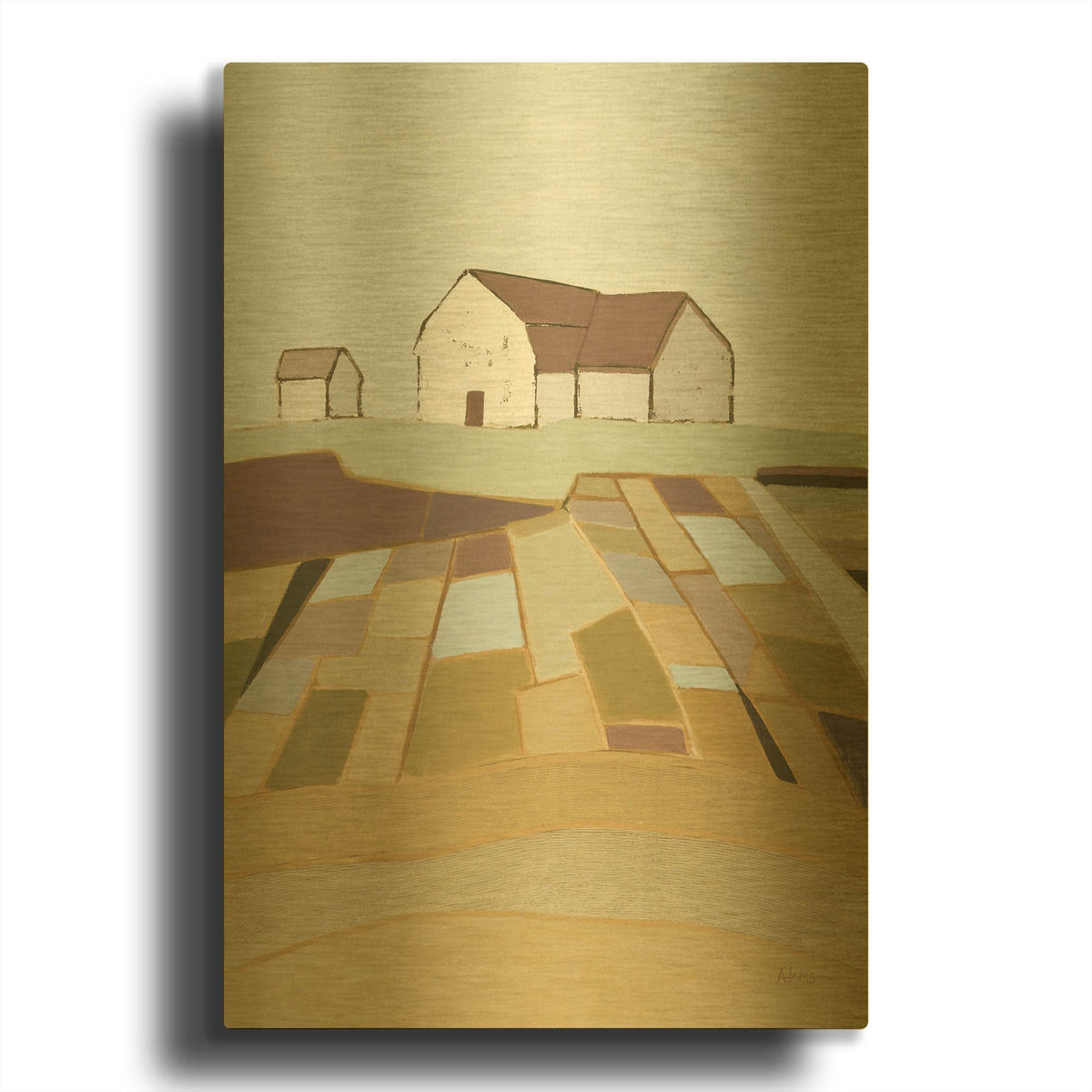 'Field of Dreams Neutral' By Phyllis Adams Gold Metal Wall Art
