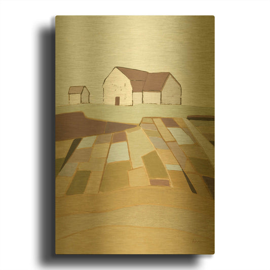 'Field of Dreams Neutral' By Phyllis Adams Gold Metal Wall Art