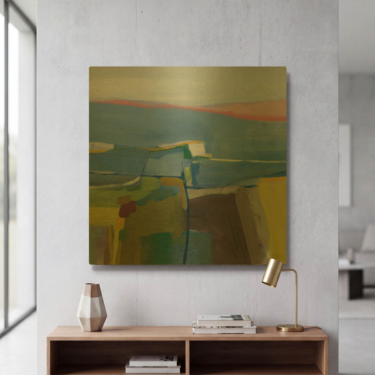 'Hill Side' By Jo Maye Gold Metal Wall Art