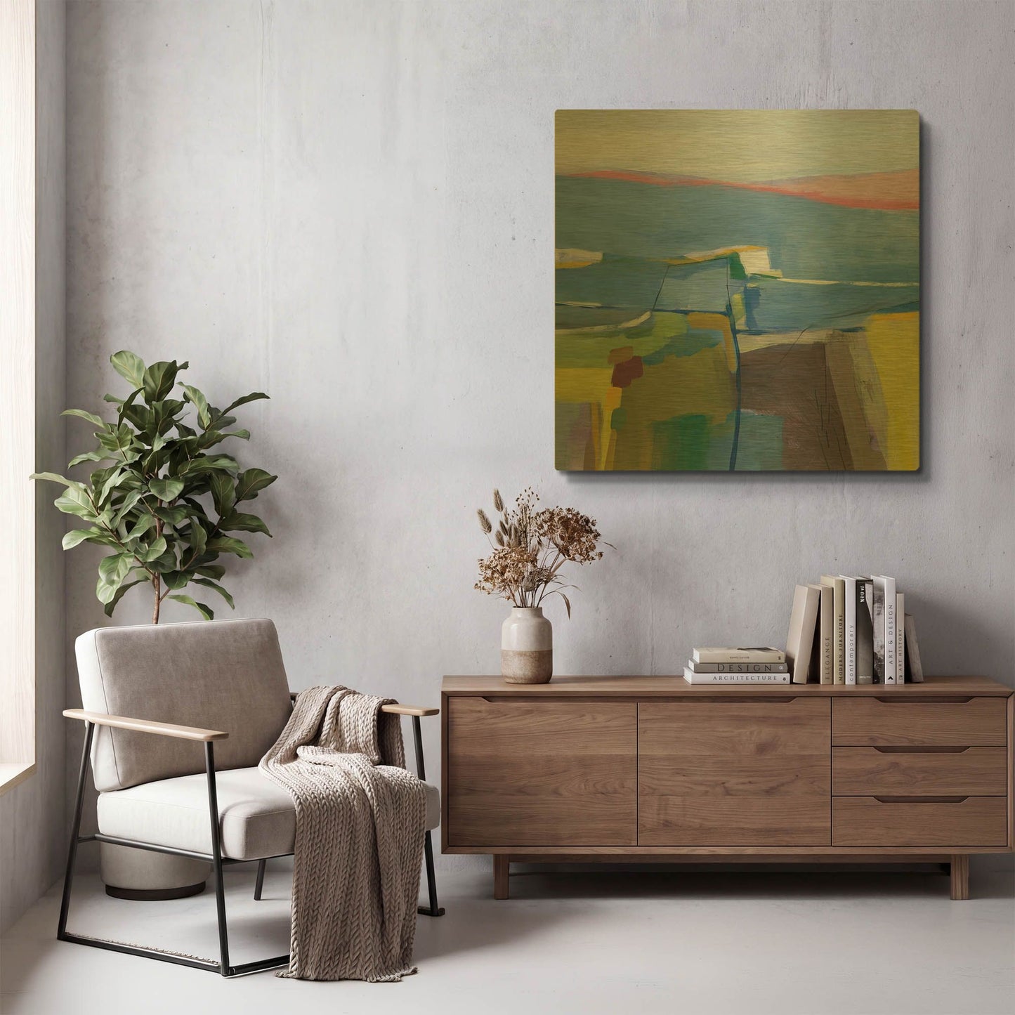 'Hill Side' By Jo Maye Gold Metal Wall Art