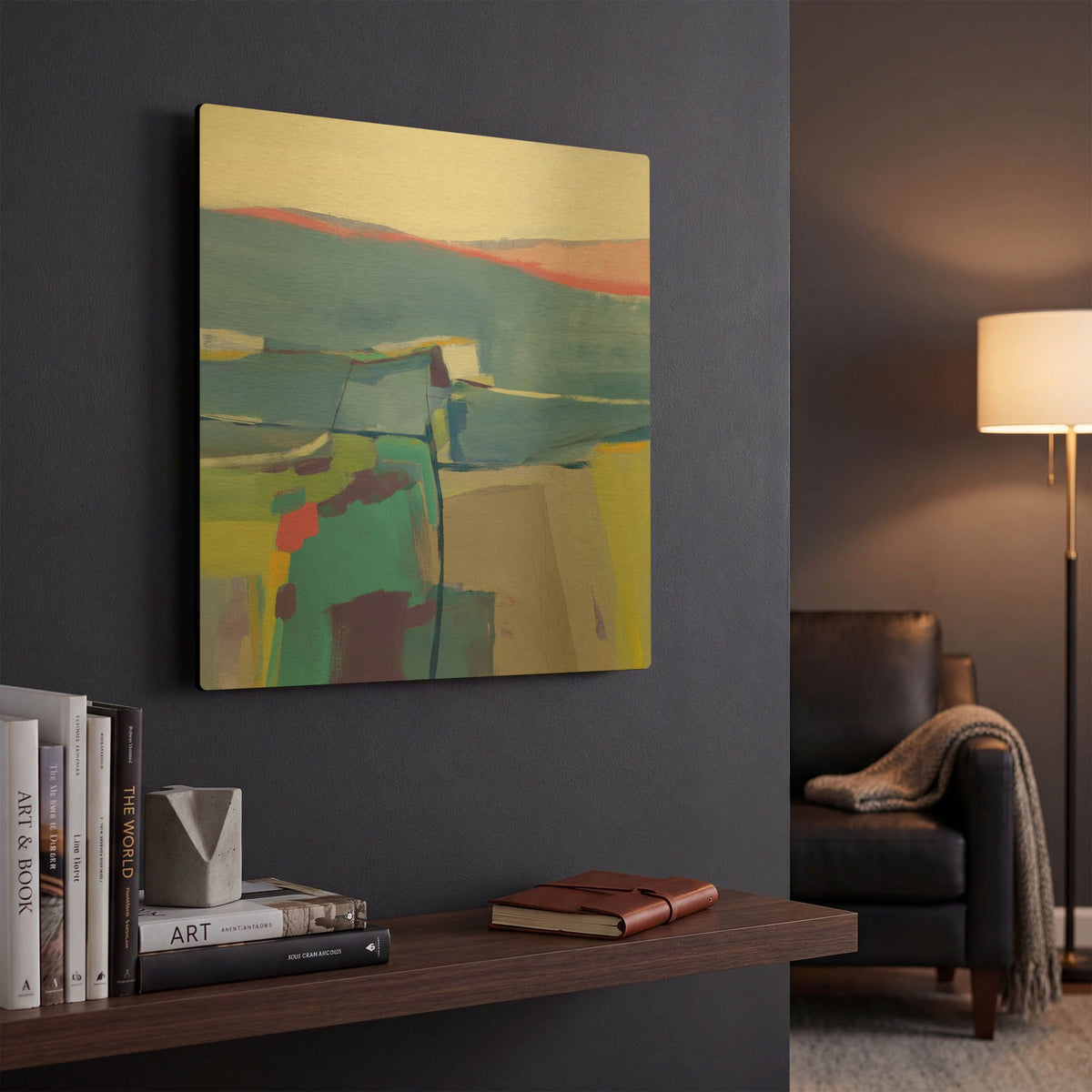 'Hill Side Bright' By Jo Maye Gold Metal Wall Art