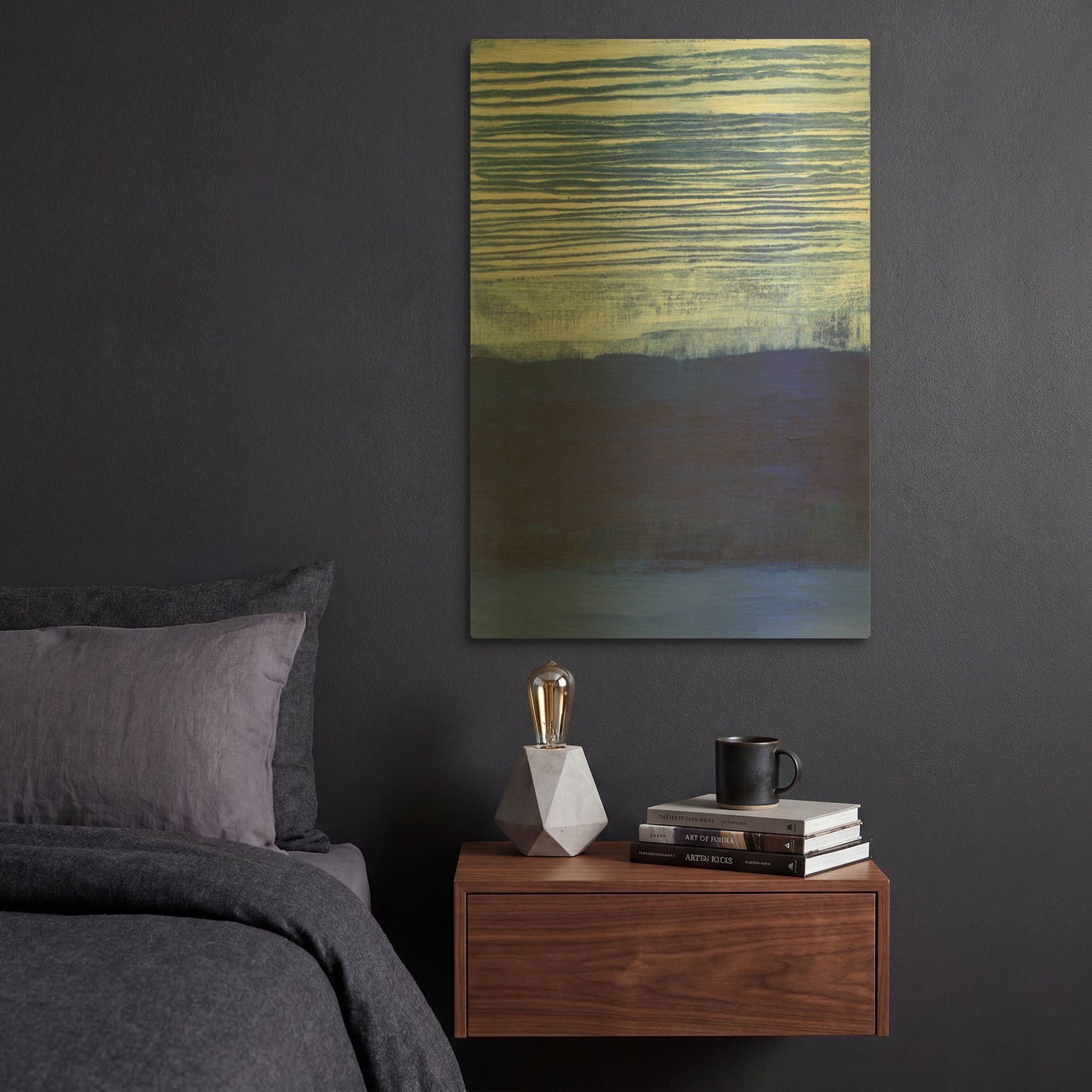 'Blue Haze' By Jo Maye Gold Metal Wall Art