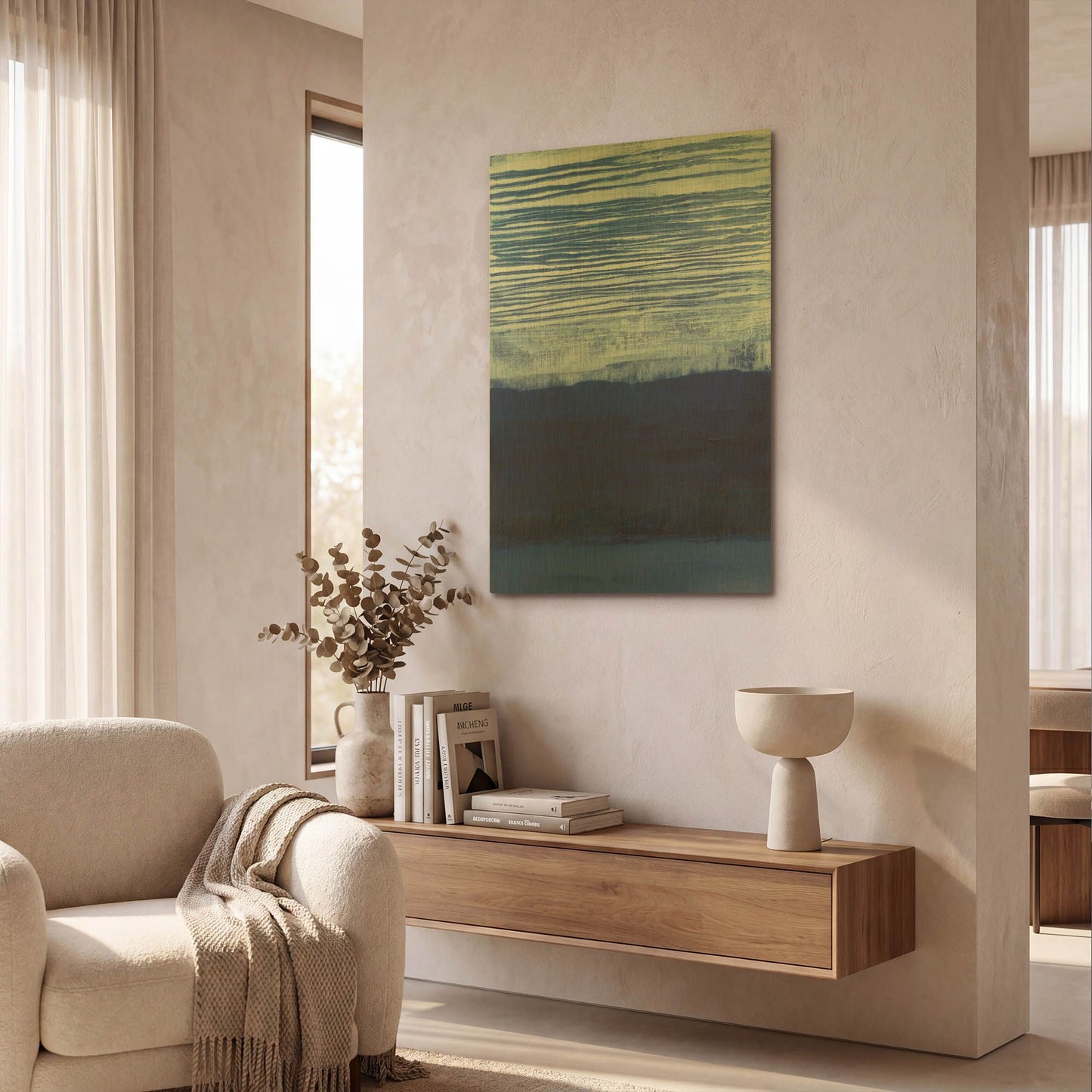 'Blue Haze' By Jo Maye Gold Metal Wall Art