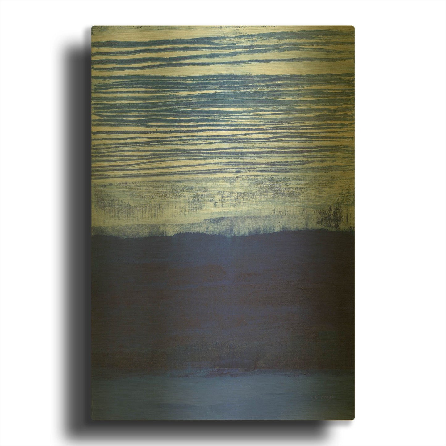 'Blue Haze' By Jo Maye Gold Metal Wall Art