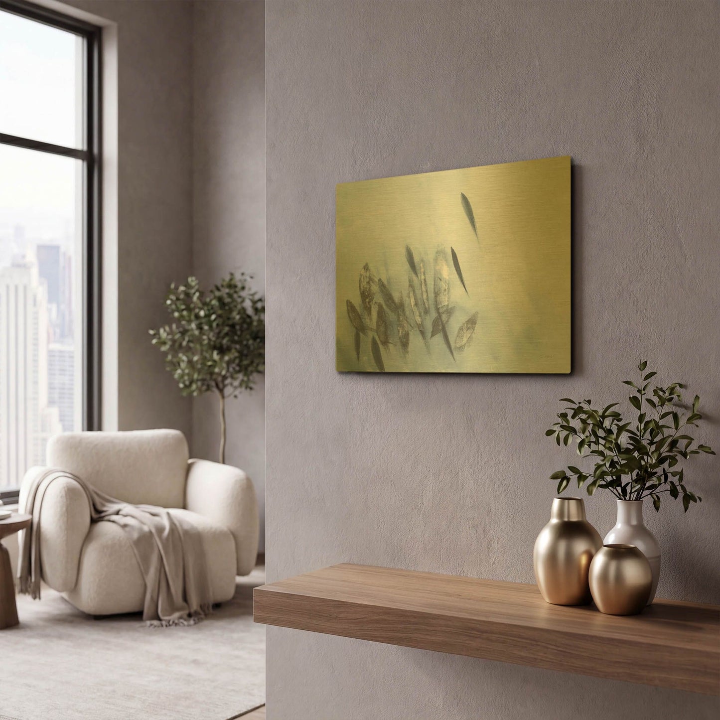 'Gently Waving' By Jo Maye Gold Metal Wall Art