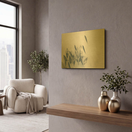 'Gently Waving Neutral' By Jo Maye Gold Metal Wall Art