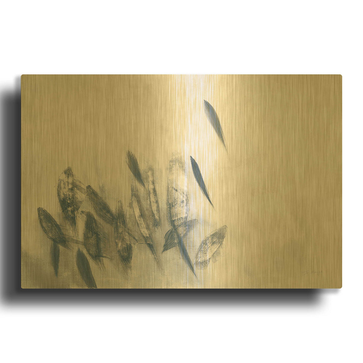 'Gently Waving Neutral' By Jo Maye Gold Metal Wall Art