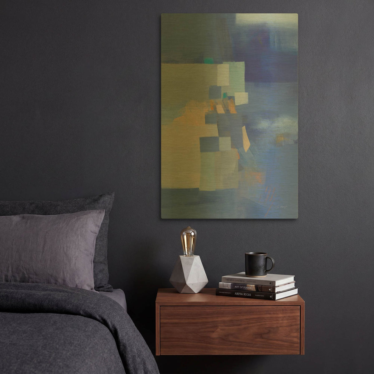 'Blue Dawn' By Jo Maye Gold Metal Wall Art