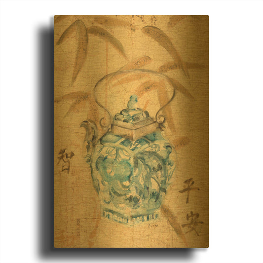 'Asian Teapot II' By Cheri Blum Gold Metal Wall Art