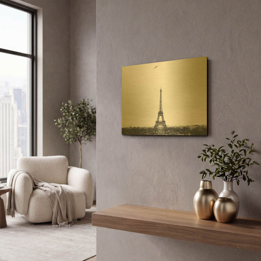 'A Birds View of Paris' By Nathan Larson Gold Metal Wall Art