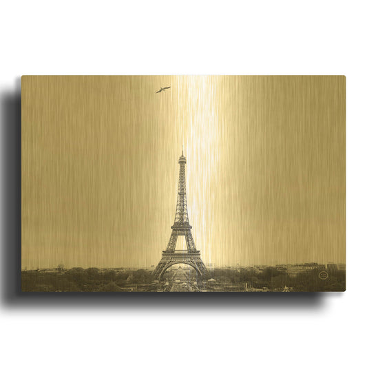 'A Birds View of Paris' By Nathan Larson Gold Metal Wall Art