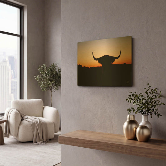 'Bull Set' By Nathan Larson Gold Metal Wall Art