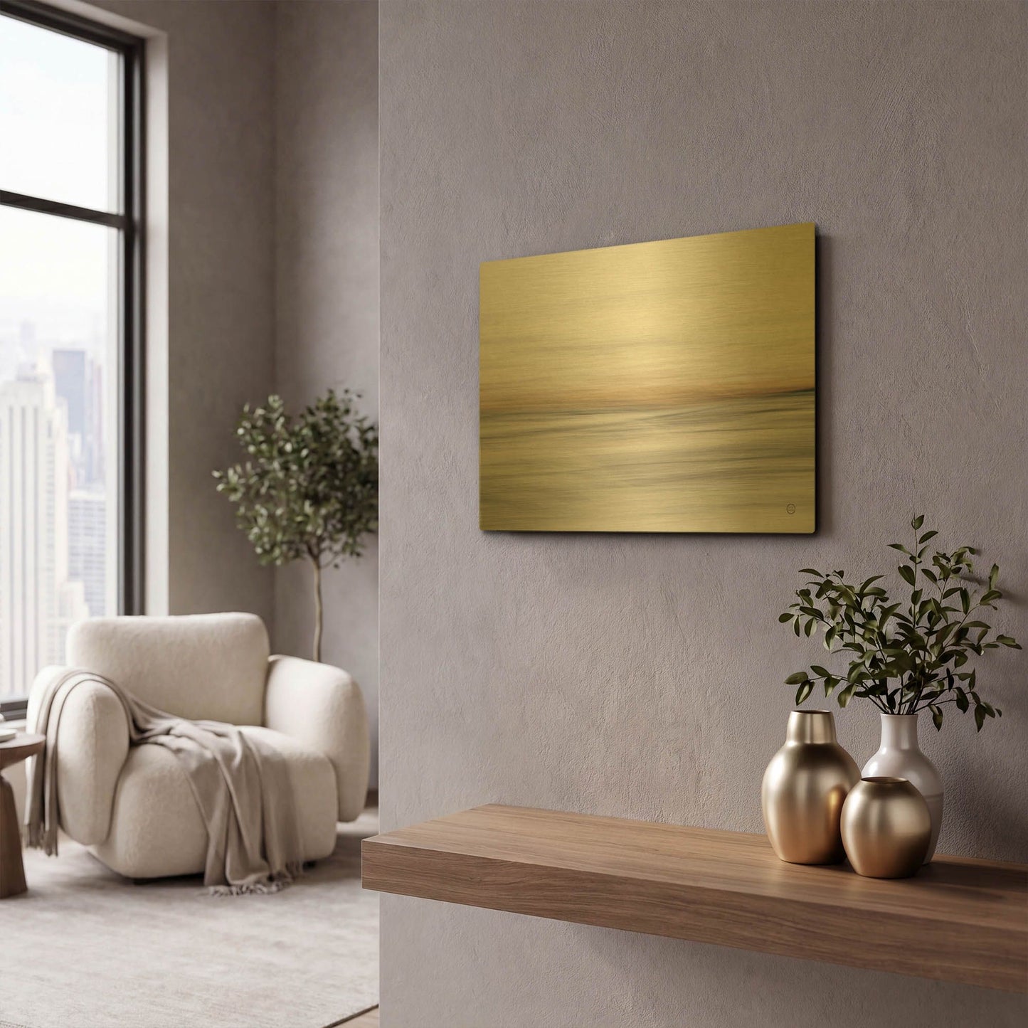 'Waves Move Me II' By Nathan Larson Gold Metal Wall Art