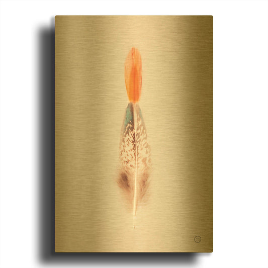 'Floating Feathers I' By Nathan Larson Gold Metal Wall Art