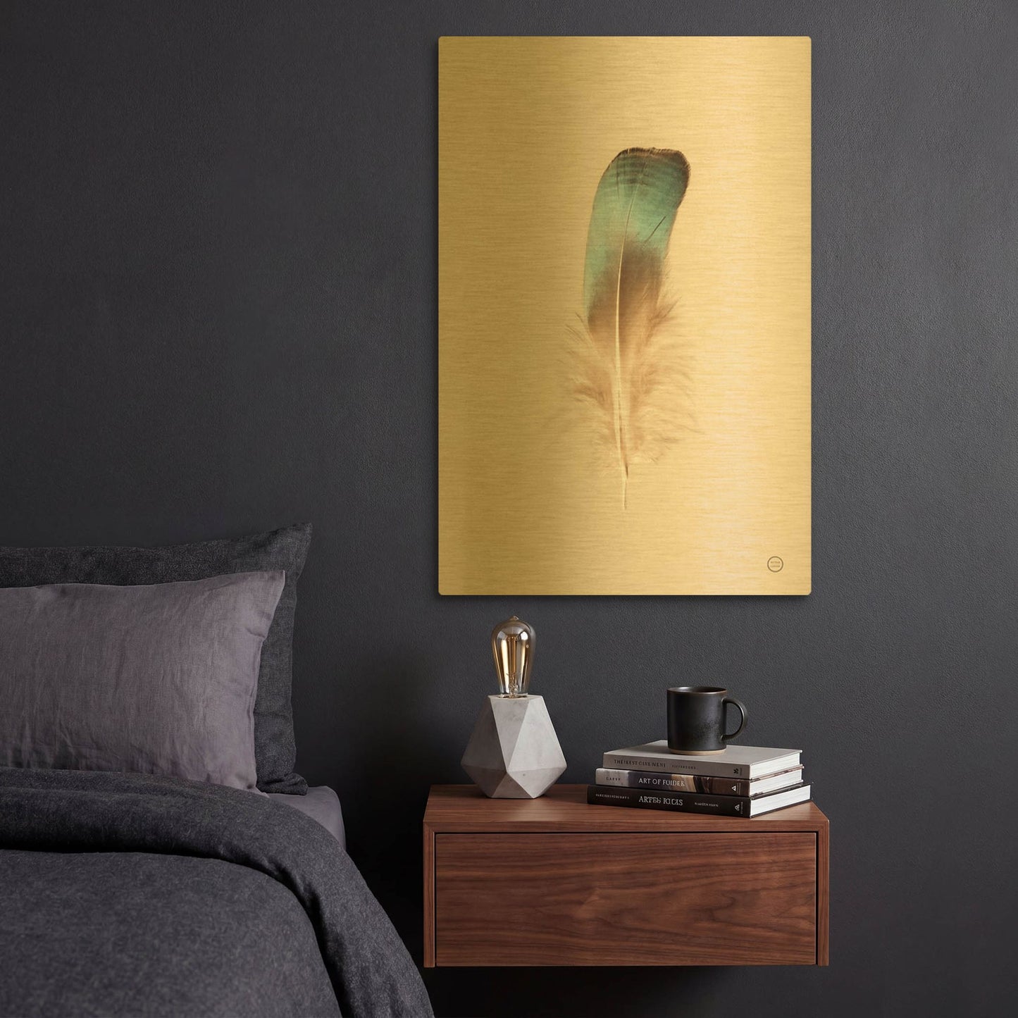 'Floating Feathers IV' By Nathan Larson Gold Metal Wall Art