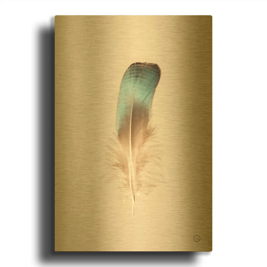 'Floating Feathers IV' By Nathan Larson Gold Metal Wall Art