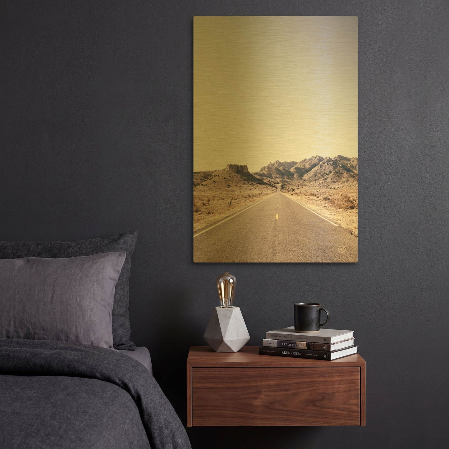 'Dusty Desert Dreams Road' By Nathan Larson Gold Metal Wall Art