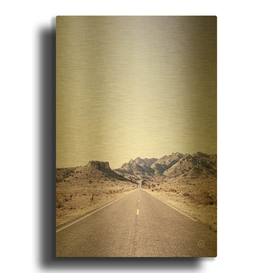 'Dusty Desert Dreams Road' By Nathan Larson Gold Metal Wall Art