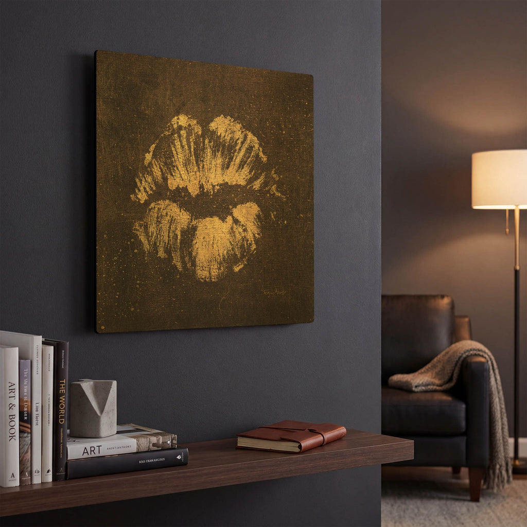 'Shoe Fetish Quotes VIII Dark' By Emily Adams Gold Metal Wall Art