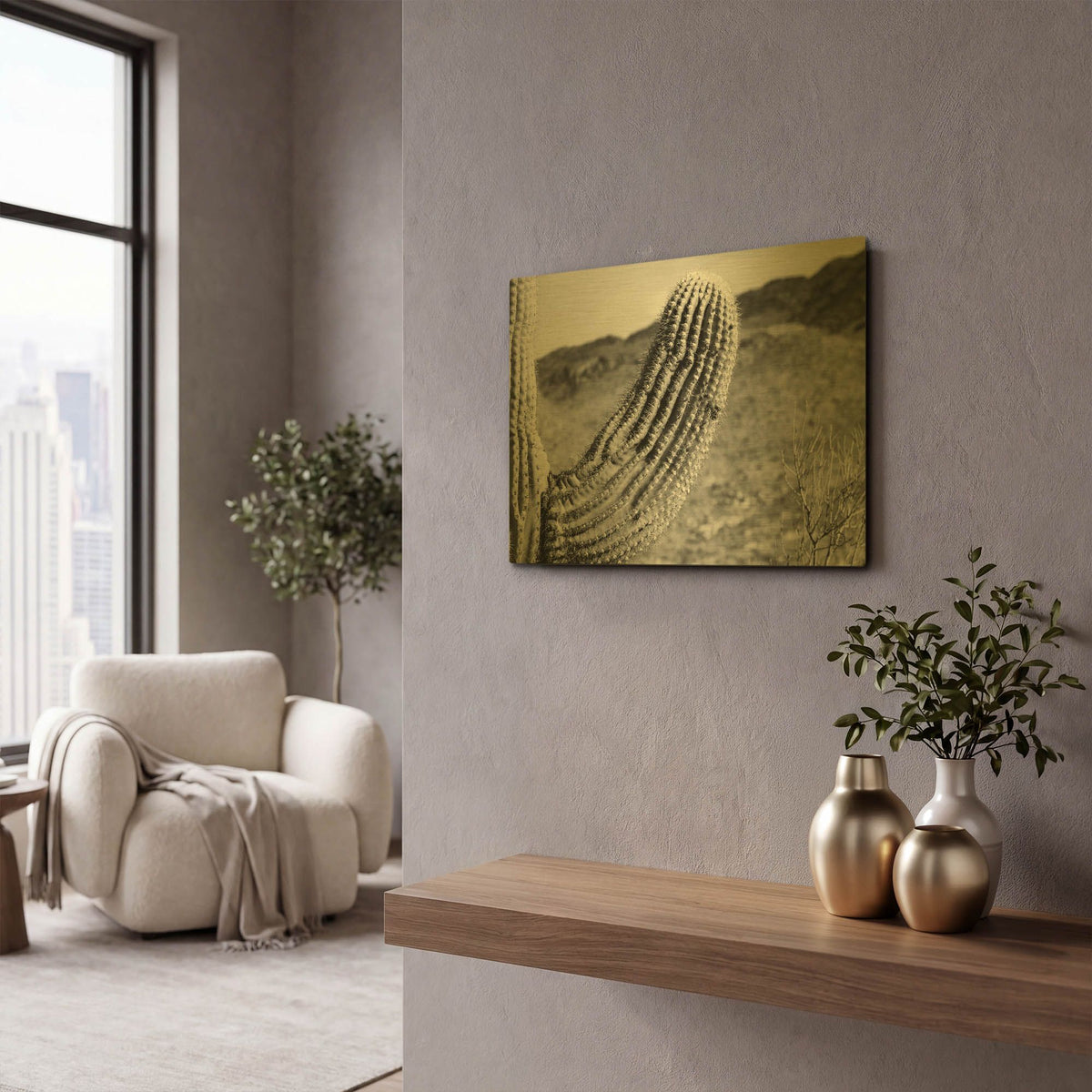'Saguaro' By Nathan Larson Gold Metal Wall Art