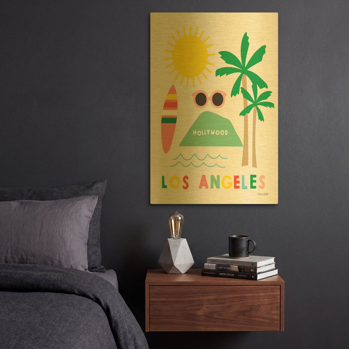 'City Fun Los Angeles' By Ann Kelle Gold Metal Wall Art