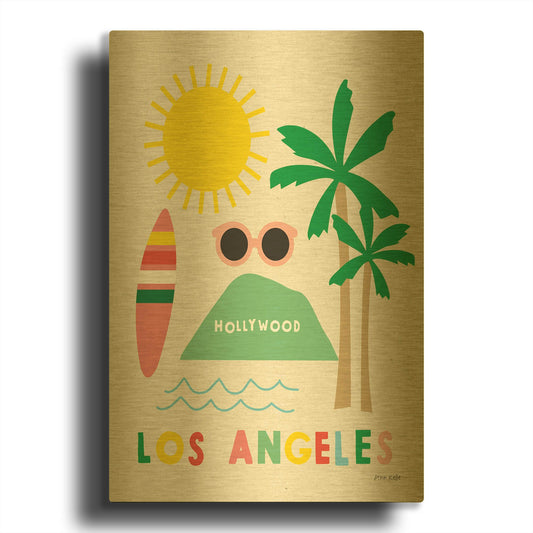 'City Fun Los Angeles' By Ann Kelle Gold Metal Wall Art