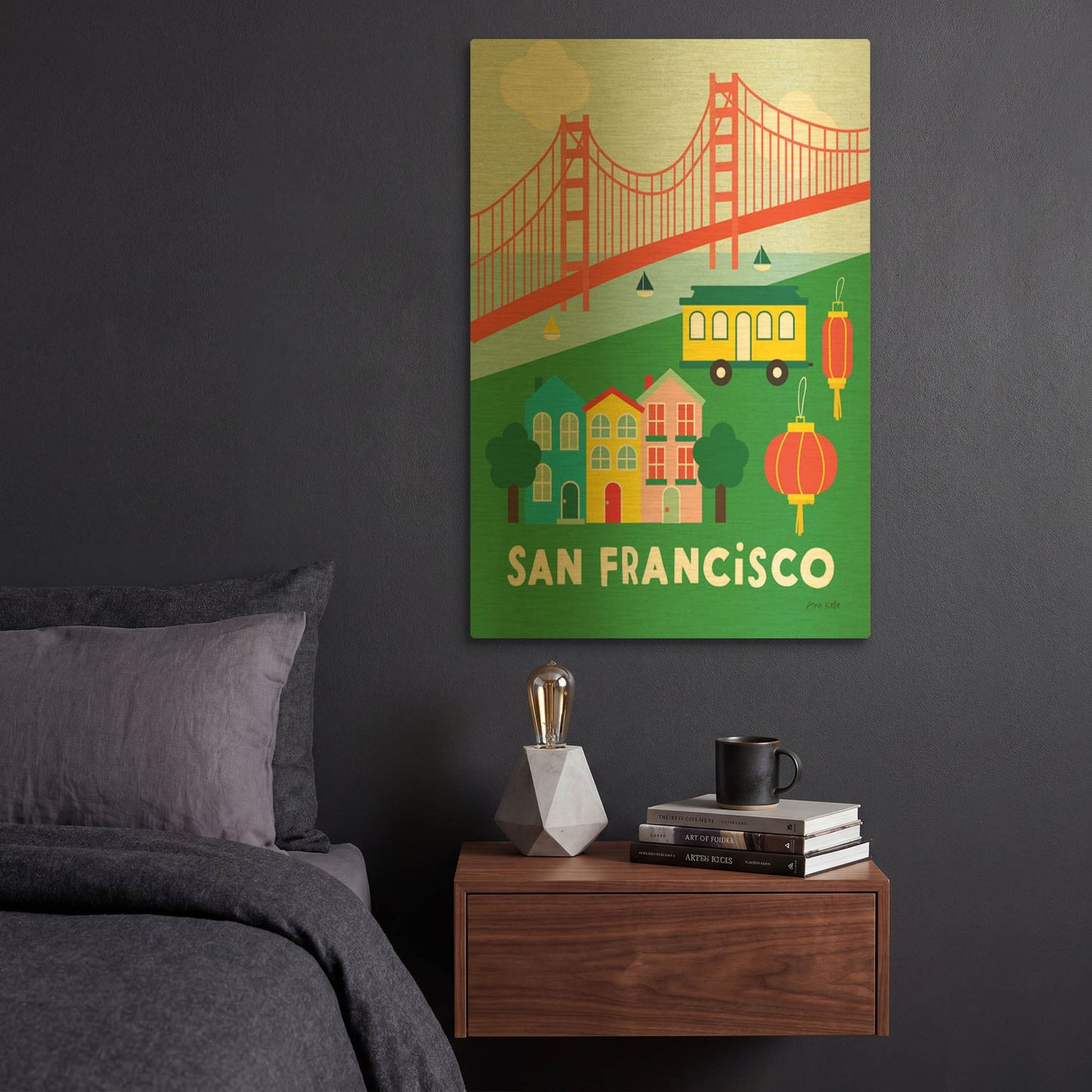 'City Fun San Francisco' By Ann Kelle Gold Metal Wall Art