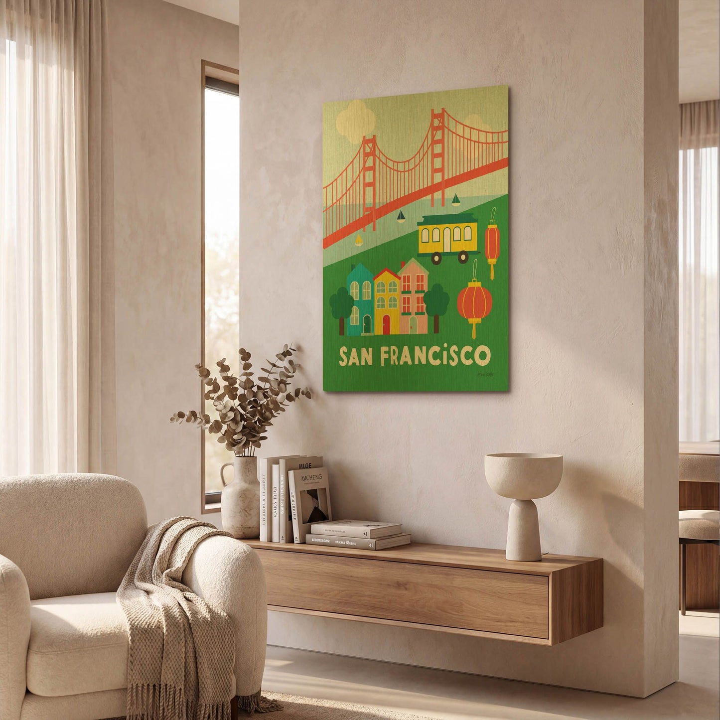 'City Fun San Francisco' By Ann Kelle Gold Metal Wall Art