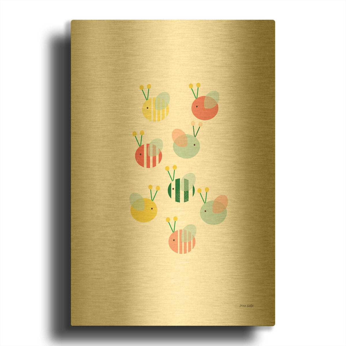 'Bumblebee Friends' By Ann Kelle Gold Metal Wall Art