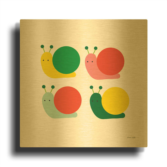 'Snails Four' By Ann Kelle Gold Metal Wall Art