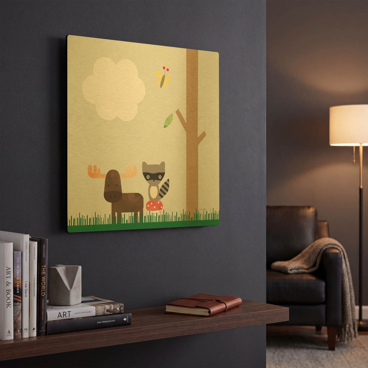 'Wood Land Animals I' By Ann Kelle Gold Metal Wall Art